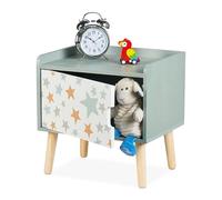 Relaxdays Mesita de Noche Infantil, con Puerta, 41x40x30 cm, Mueble Niños, Cómoda Estrellas, Madera, MDF, Multicolor, Tablero de Fibras
