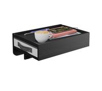 Relaxdays Mesita de Noche para Litera, Estante Cama Colgante, Mesilla Bambú, 14x37x26,5 cm, Cajón y Posavasos, Negro, Poliéster, Hierro