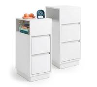 Relaxdays Mesita de Noche, Set de 2, 2 cajones, 1 Hueco Abierto, Blanco | (Al x An x Fon) 64 x 24 x 30 cm, dormitorio, mesita de noche