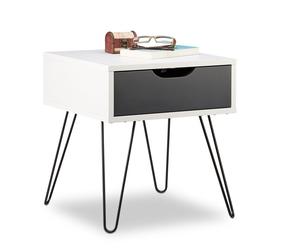 Relaxdays Mesita noche blanco y gris blanco,negro,gris