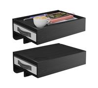 Relaxdays Mesitas de Noche de bambú, 2 Unidades, con cajón y Estante, 14×37×26,5 cm, Negro