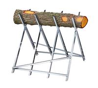 Relaxdays Metal Caballete Motosierra, Plegable, hasta 150 kg, Banco de Trabajo para Cortar Leña, 80 x 80 x 82 cm, Plateado, Acero