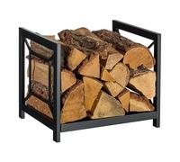 Relaxdays, Metal, Moderno, HBT: 36 x 43 x 35,5 cm, Estante, leña apilada, Negro, 100% Hierro, 36 x 43 x 35.5 cm
