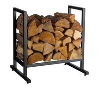 Relaxdays, Metal, Moderno, HBT: 62 x 60 x 49 cm, Estante, Madera apilada y leña, Negro, 100% Hierro