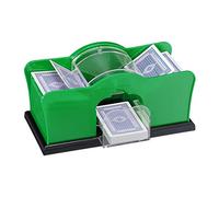 Relaxdays Mezclador Cartas, 2 Barajas, con Manivela, Máquina Barajar Manual, Baraja de Juego hasta 91mm, Plástico, Verde