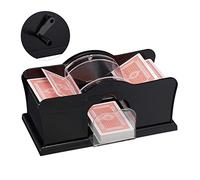 Relaxdays Mezclador Cartas, 2 Barajas, con Manivela, Máquina Barajar Manual, Baraja de Juego hasta 91mm, Plástico, Negro