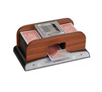 Relaxdays Mezclador de Cartas, 2 Barajas marrón,verde,transparente