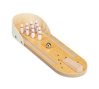 relaxdays Mini Bolos, Juego Escritorio, Bolera Pequeña, para Adultos y Niños a Partir de 3 Años, DM-Metal, 1 Ud., Marrón