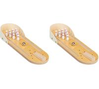 Relaxdays Mini Bolos, Juego Escritorio, Bolera Pequeña, para Adultos y Niños a Partir de 3 Años, DM-Metal, 1 Ud., Marrón (Paquete de 2)