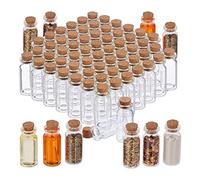 Relaxdays, Juego Unidades Mini Botellas Corcho, Set 72, Botellitas Cristal para Rellenar, 10 ml, Decoración, Transparente