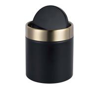 Relaxdays Mini papelera de 1,5 l aro metálico oro,negro