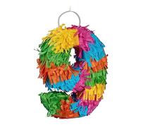 Relaxdays Mini Pinata 9" Piñata Número 9, Minipiñata Cumpleaños y Aniversarios, Rellenable con Chuches, 20 x 15 x 4 cm, Multicolor, Cartón