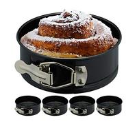 Relaxdays Molde Bizcocho Pequeño, Set 5, 12 cm Ø, Redondo, Antiadherente, Resistente 250°C, Minimolde Repostería, Negro