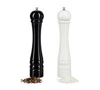 Relaxdays Molinillo de pimienta grande, Pack de 2 blanco,negro,plata