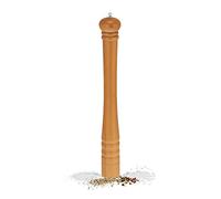 Relaxdays Molinillo Sal y Pimienta, Moledor de Especias XXL, Madera, Muela Cerámica Manual, 51,5x6 cm, Clásico, Natural