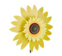 Relaxdays Molino Viento Flor, Estaca Girasol Decorativa, para Jardín, Balcón y Terraza, Molinete Plantas 70 cm, Amarillo