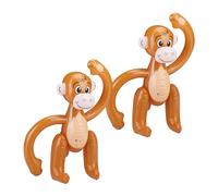 Relaxdays Mono Unidades Pack 2 Monos Hinchables, Juguetes Inflables para Piscina, Accesorios para Disfraz, Decoración Fiesta, Marrón, 58 x 45 x 40 cm