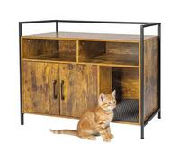 Relaxdays Mueble arenero con Alfombrilla y almacenaje, 74x90x45 cm, caseta para Gatos, marrón/Negro