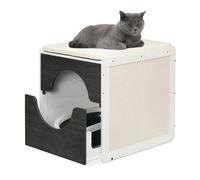 Relaxdays Mueble arenero de gato antracita,blanco,crema