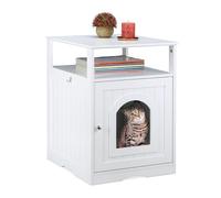 Relaxdays Mueble Arenero Gatos Balda, Entrada Grande, Pared Posterior Agujeros de Ventilación, 64 x 48 x 53 cm, Blanco