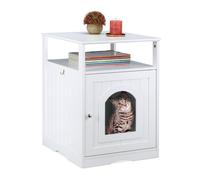 Relaxdays Mueble arenero gatos blanco con balda blanco