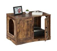 Relaxdays XL Mueble Arenero para Gatos con 2 Puertas, 2 Entradas, Estilo Industrial, 50x75,5x50 cm, Armario Mininos, Marrón, Tablero de Fibras