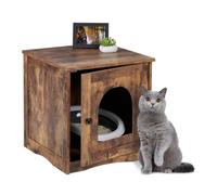 Relaxdays Mueble Arenero para Gatos con Puerta, Entrada Abierta, Estilo Industrial, 50x48x50 cm, Armario Mininos, Marrón, Acero