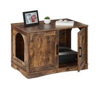 Relaxdays XL Mueble Arenero para Gatos con 2 Puertas, 2 Entradas, Estilo Industrial, 50x75,5x50 cm, Armario Mininos, Marrón, Tablero de Fibras