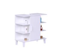 Relaxdays Mueble bajo Lavabo Puerta y 6 estantes, HBT: 65 x 64 x 31 cm, MDF, Mueble de baño, Blanco