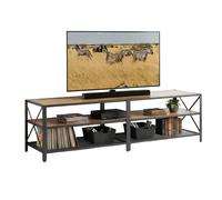 Relaxdays Mueble TV bajo, 4 Compartimentos, estantería Abierta, 75" hasta 180x52x39 cm, marrón/Negro