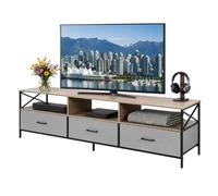 Relaxdays Mueble bajo TV Greige-Negro con cajones de Tela, 50x170x40 cm