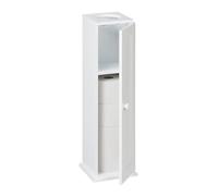 Relaxdays Mueble Baño 2 Baldas, Armario con Dispensador Toallitas Húmedas, 65x19,5x19,5cm, Puerta, Estrecho, MDF, Blanco, Tablero de Fibras