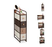 Relaxdays Mueble Modular, 4 Cajones deslizantes, Balda, Cestas Plegables, Cómoda de Tela, 84,5 x 20 x 49,5 cm, Marrón