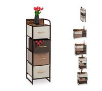 Relaxdays Mueble Modular, 4 Cajones deslizantes, Balda, Cestas Plegables, Cómoda de Tela, 99,5 x 31 x 31,5 cm, Marrón, F