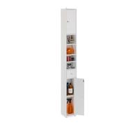 Relaxdays Mueble de Baño, 180 x 20 x 20 cm, 8 Compartimentos, MDF, Armario para Aseo Estrecho, Alto, Armarito WC, Blanco, 95% Tablero de Fibras