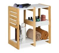 Relaxdays Mueble de Baño, 3 Baldas, 35 x 34 x 20 cm, Estante para Aseo y Cocina, Estantería Bambú, MDF, Natural/Blanco, Tablero de Fibras