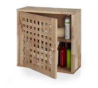Relaxdays Mueble de Baño Colgante 2 Niveles, Nogal, Cierre Magnético, Armario de Pared, Cocina, 42 x 42 x 18 cm, Natural, Madera