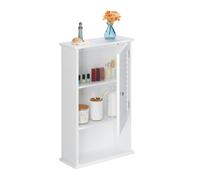 Relaxdays Mueble de Baño Colgante con Puerta Persiana, 3 Niveles, Poca Profundidad, 70 x 42 x 16,5 cm, Compacto, Blanco
