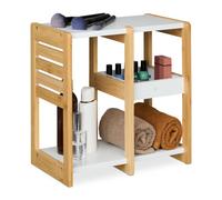 Relaxdays Mueble de baño de bambú con 3 niveles blanco,marrón claro