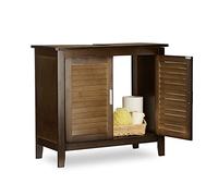 Relaxdays Mueble del Lavabo LAMELL, bambú, Mueble de baño, marrón Oscuro, Aprox. 60 x 67 x 30 cm