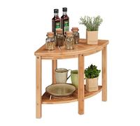 Relaxdays Estante de Esquina Mueble Esquinero Pequeño, Rinconera Bambú para Cocina o Baño, 42x55x39,5 cm, Estantería Baja Encimera, Natural, 42 x 55 x 39.5 cm