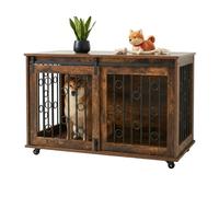 Relaxdays Mueble jaula para perros, 2 puertas marrón,negro