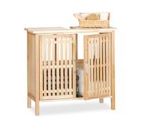 Relaxdays Mueble lavabo de madera de nogal marrón claro
