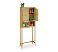 Relaxdays Mueble Lavadora, Estantería Baño Encima WC Bambú, Armario Secadora, Aprox. 176 x70 x 22,5 cm, Marrón Natural