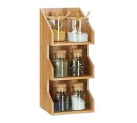 Relaxdays Mueble Organizador Pequeño con 3 Niveles, Bambú, 41 x 18 x 17 cm