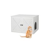Relaxdays Armario para Gatos con Entrada Lateral, Bandeja, Tabique, 50x80x53 cm, Blanco