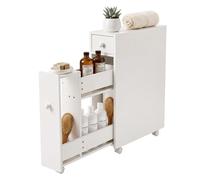 Relaxdays Mueble para nicho, estrecho y con ruedas blanco