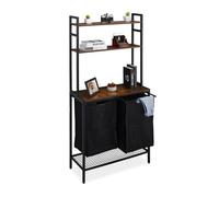 Relaxdays Mueble para ropa sucia marrón oscuro,negro