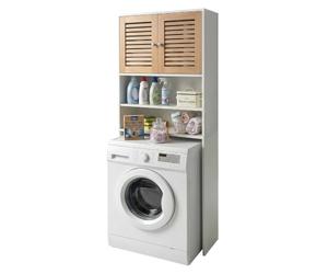Relaxdays Mueble sobre Lavadora, 4 Compartimentos, para Lavadora/Secadora/Inodoro, 185.5 x 65 x 24 cm, Blanco