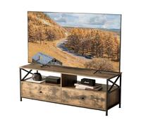 Relaxdays Mueble TV, 2 compart., 2 cajones, para TV hasta 55 pulg., 50 x 120 x 40 cm, marrón/Negro